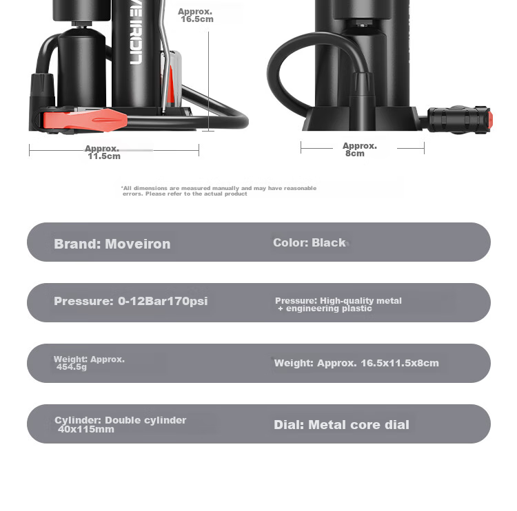 Move Iron Bicycle Pump, Pedal High-Pressure Single/double Pump for Mountain And Road Bikes, Portable Inflator with Precise Pressure Gauge 13