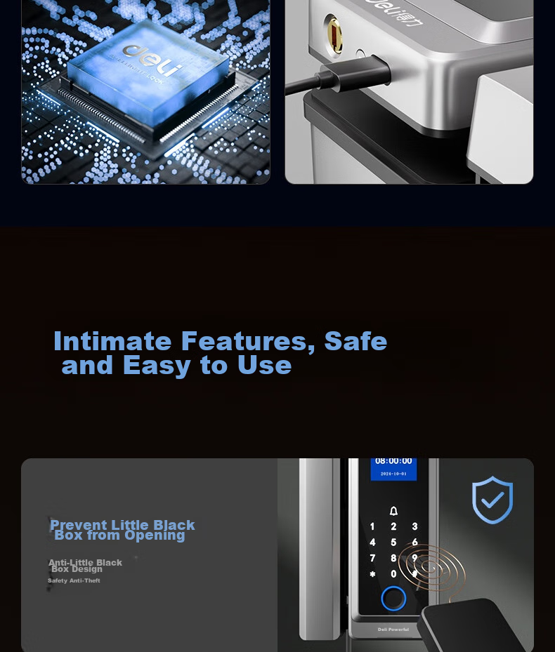 Deli Glass Door Lock, Smart Lock for Glass Doors, Fingerprint Lock, Password Lock, Access Control Machine, Attendance Machine, Integrated Office Glass Door Lock, Mini-Program Management AL120 5