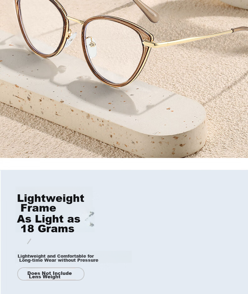 Boshide Blue Light Blocking Glasses, Non-Prescription Glasses, Cat Eye Glasses, No Prescription, Bare Face Beauty, Protective Eyewear, Pastoral Ice Coffee 6