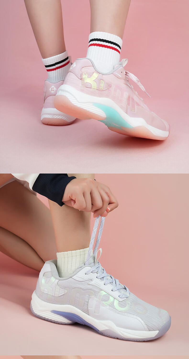 KUMPOO Glass Badminton Shoes, Non-Slip, Wear-Resistant, Shock-Absorbing, Xunfeng Men's And Women's Sports Training Shoes, Light Pink, 39D72Pro 9