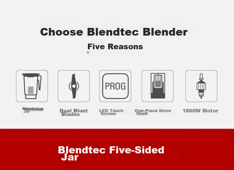 Blendtec Home High-Speed Blender Multifunctional Food Processor with Physical Heating, 1560W Touch Control, 650ml, Black 5