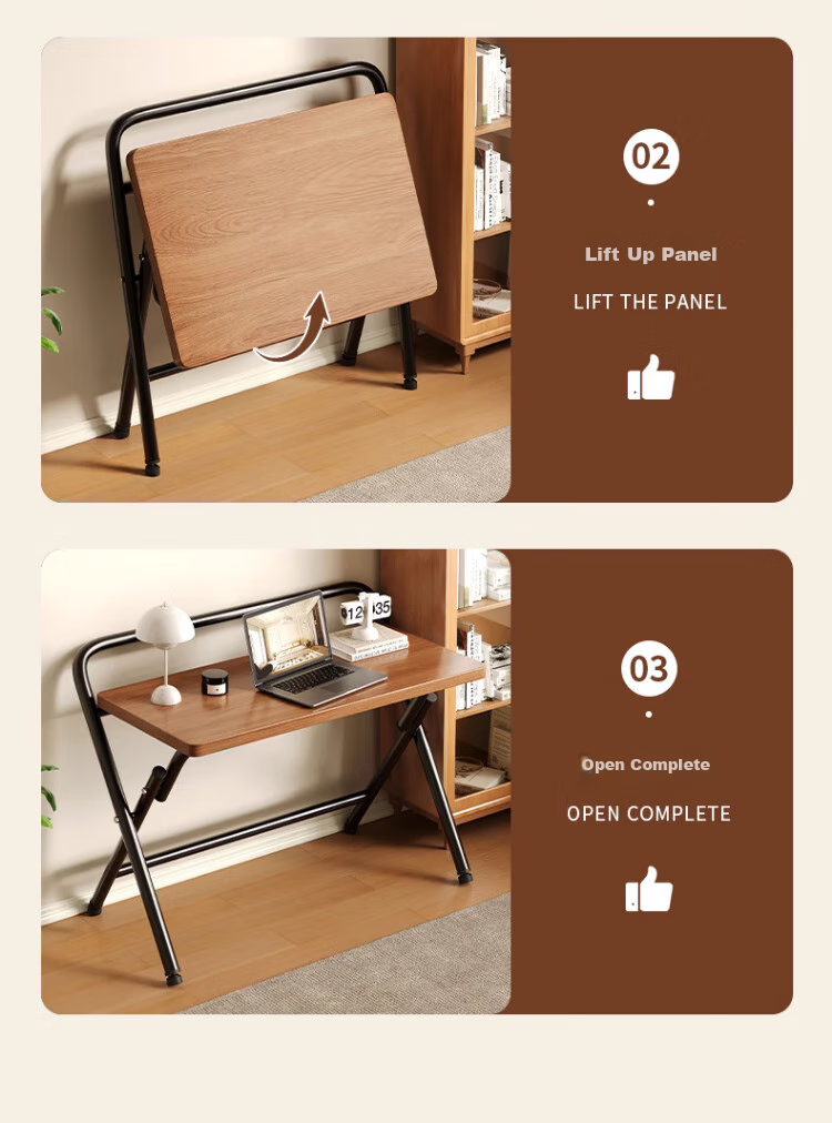 Jingcai Folding Table, Computer Desk, Simple Study Desk, Office Table JDZ10 Walnut 60*38cm Single Layer 3