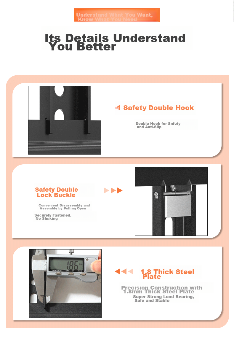 Yizhigu TV Wall Mount Bracket for Large And Thick Screens 75-120 Inches Compatible with Xiaomi, Hisense, Skyworth, Sony, Konka, TCL, Huawei Smart Screen Wall Mount 6