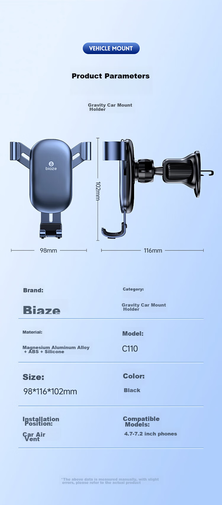 BIAZE Car Phone Holder, Car Navigation Vent Mount, Car Accessory, Interior Decoration Accessory, Automotive Product 13