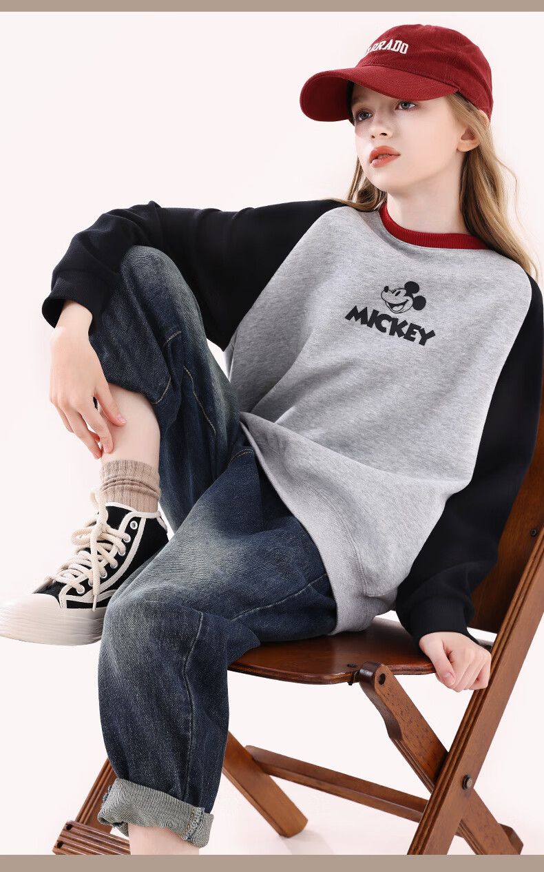 Disney Children's Sweatshirt, Girls' Autumn Top for Older Kids, Stylish Preppy Outfit for Girls, DS022 Navy Blue, 150cm 14