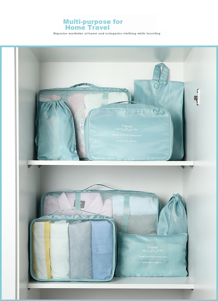BUBM Travel Storage Bag, Luggage Organizer, Clothes Sorting Pouch, Tourist Clothing Storage, Drawstring Shoe And Underwear Bag, Eight-Piece Set 4
