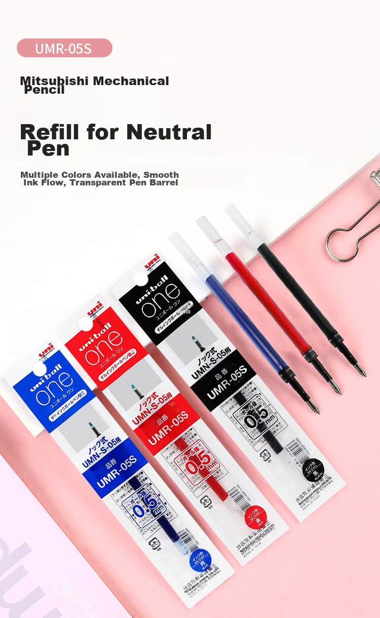 Uni Mitsubishi [Popular Product] UMR-05S Retractable Pen Refill, 0.5mm Gel Ink, Black Refill, Compatible with Xiaonongxin ONE UMN-S Series, Pack of 10 1