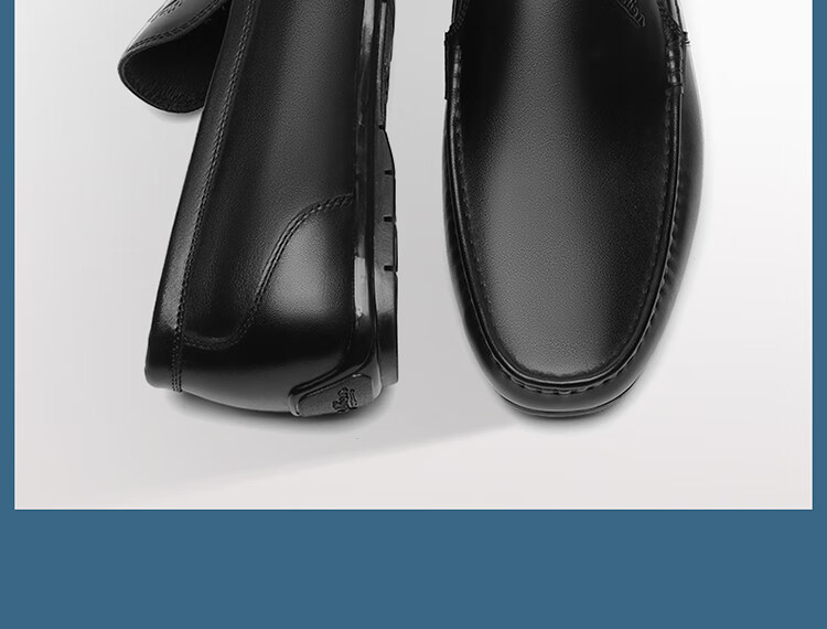 Goldlion Men's Slip-On Loafers, Comfortable Penny Loafers, Business Casual Leather Shoes, 57101035001A-Black Size 39 5