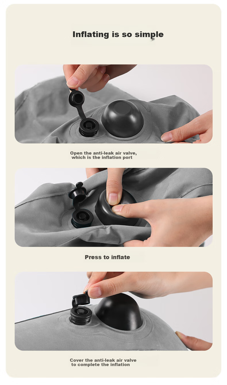 Etravel Inflatable U-Shaped Travel Neck Pillow Portable Mini Handheld Neck Support Pillow Gray 8