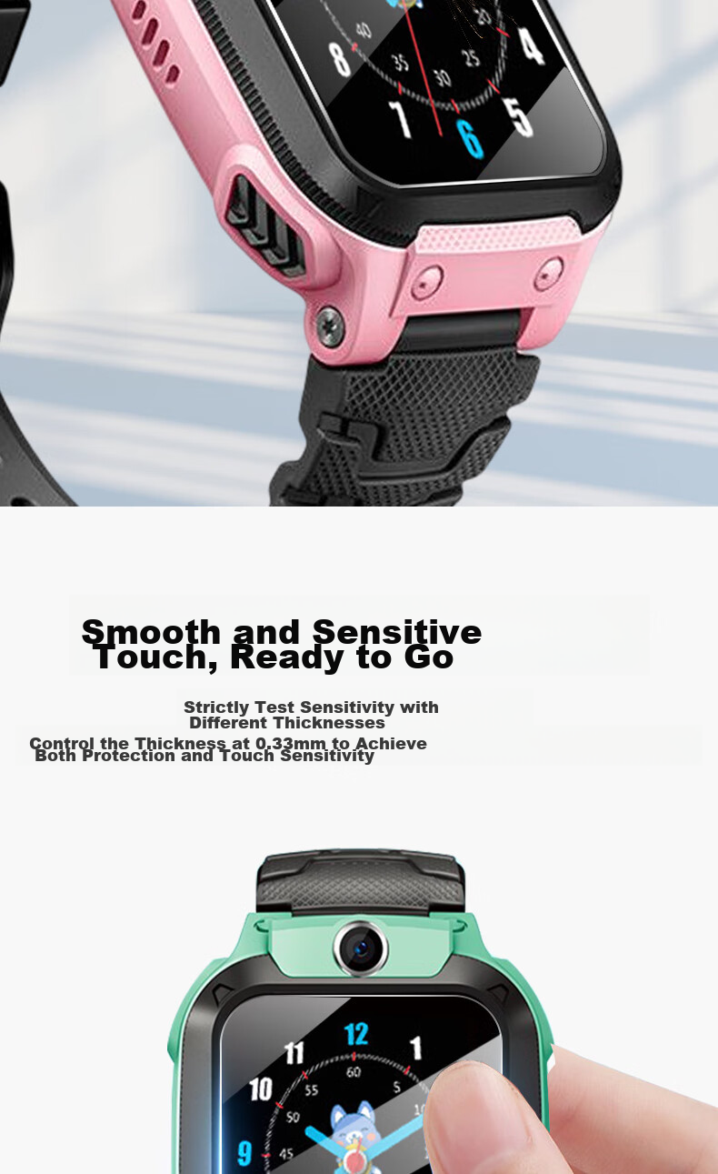 ESCASE [Three-Piece Deluxe Set] Xiaotiancai Children's Smartwatch Z5A Tempered Glass Screen Protector, Automatic Adhesion, Fingerprint-Resistant Glass Film 4