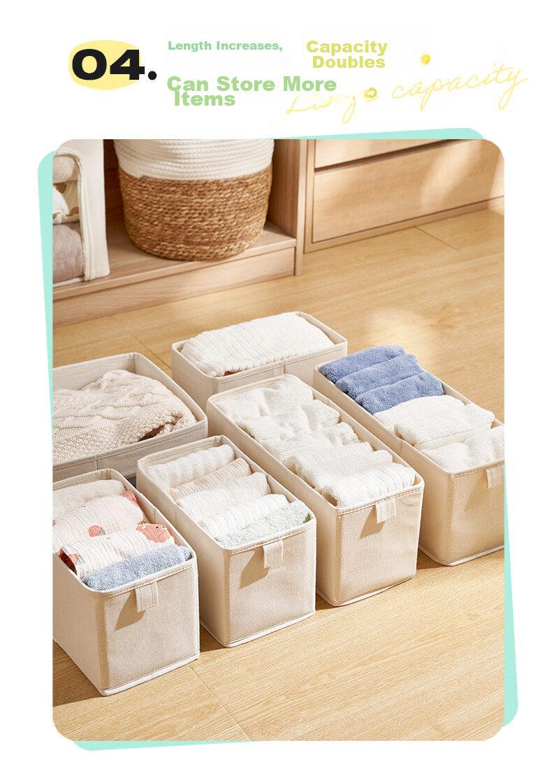 Jicang Fabric Wardrobe Storage Box, Clothes Organizer for Home Use, Layered Storage Container, Large Size 10.2L 9