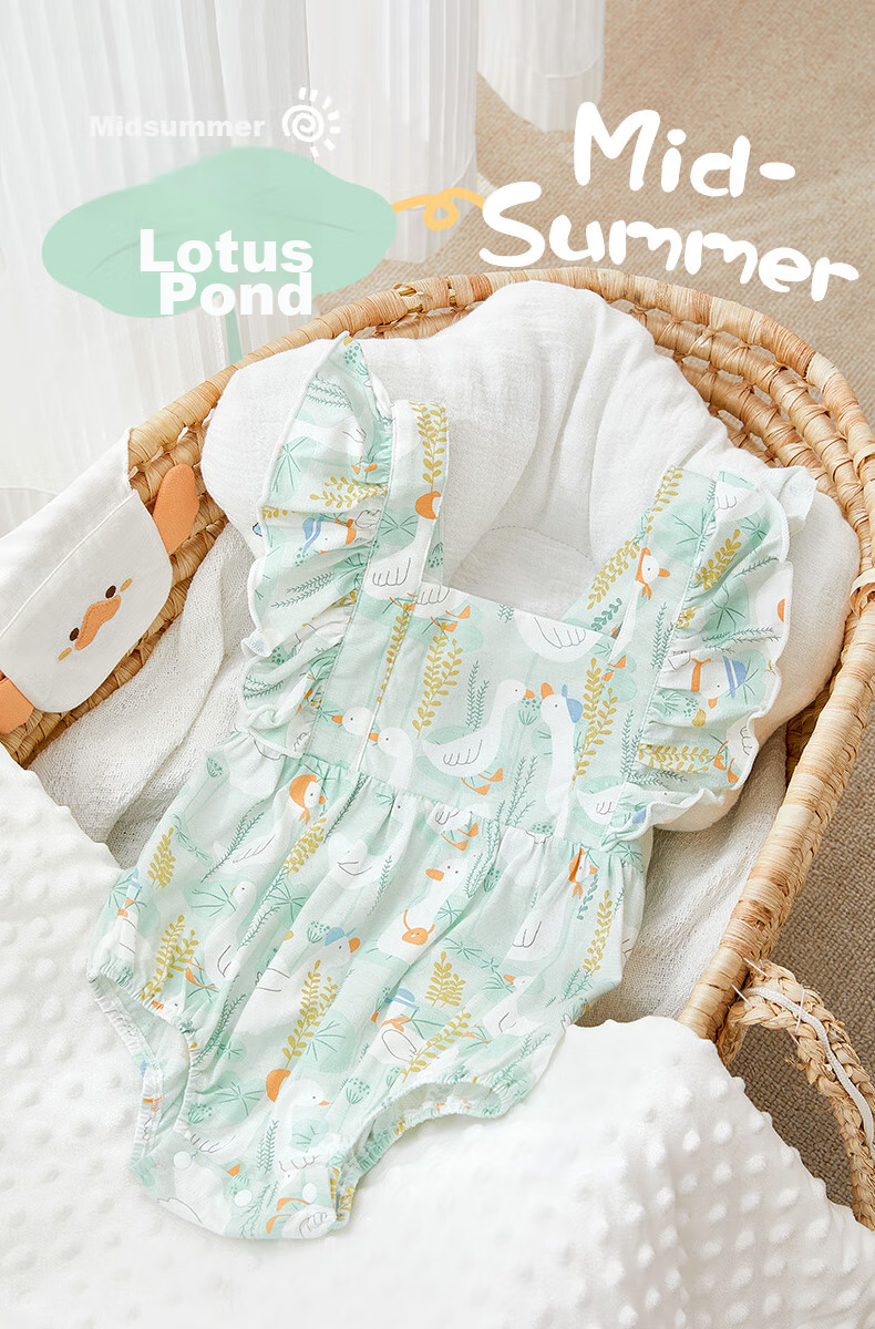 Wismorni Baby Girl Sleeveless Bodysuit, Thin Summer Style, Newborn Infant Vest, Pure Cotto 1