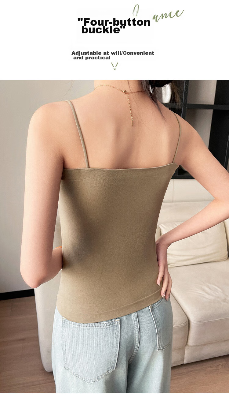 Hengyuanxiang [One-Piece Camisole Bra] Women's Vest, Beautiful Back Design, Inner Wear, Solid Color Undershirt with Built-In Pads, Suitable for Outerwear 8