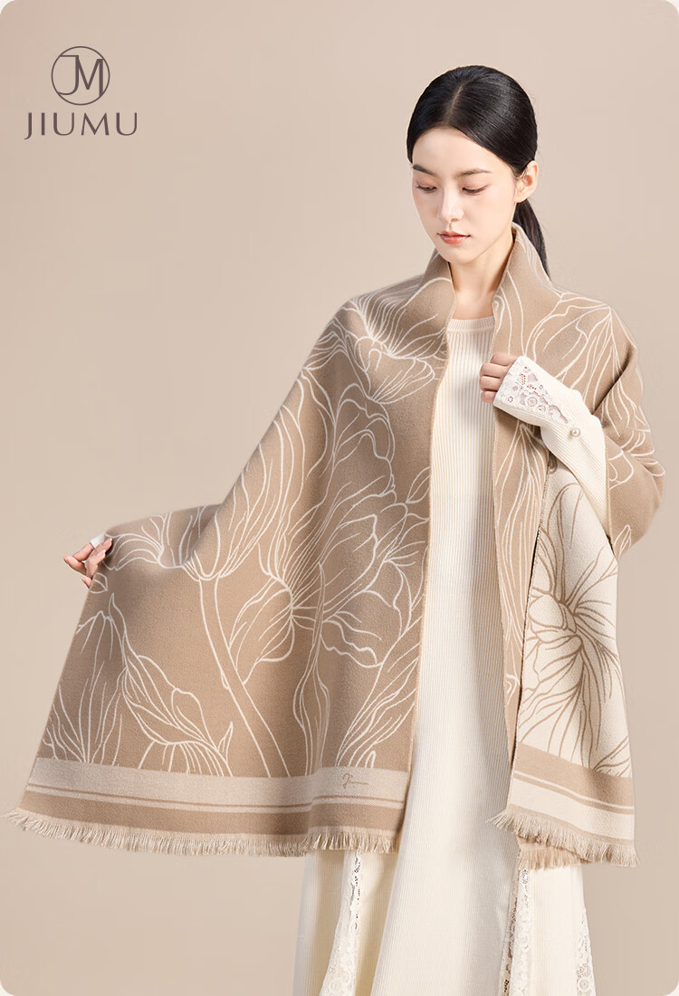 JIUMU Pure Wool Scarf for Women, Autumn And Winter Warm Shawl, Gift for Girls Or Mothers, Christmas Birthday Present, Gift Box Packaging 1