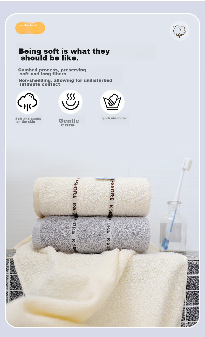 KING SHORE Towels, Xinjiang Cotton Class A Soft Absorbent Face Towels, Sports Face Washing Towels Set, Extra Large And Thick, Pack of Te 6