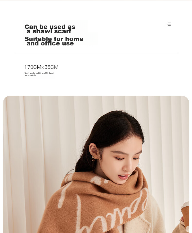 Siggi Wool Scarf for Women, Autumn And Winter Letter Shawl, Thickened Warm Simple Neck Wrap, Birthday Christmas Gift Box Set for Wome 12