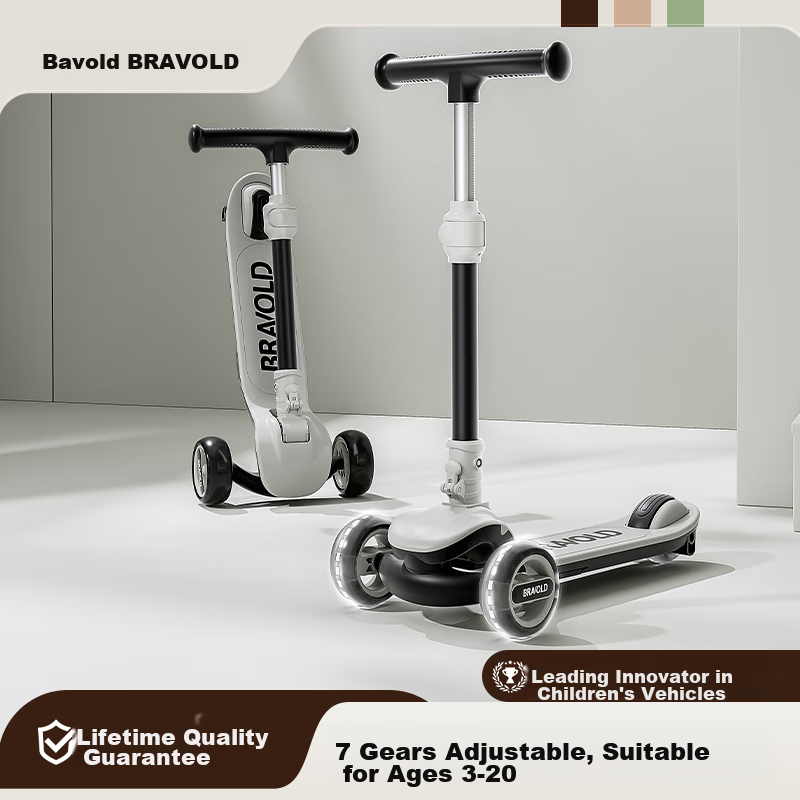 BRAVOLD Children's Scooter for Ages 3-6 Boys And Girls Birthday Gift Foldable Tricycle Kick Scooter