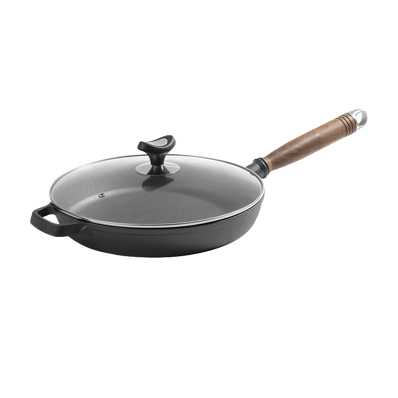 Telssida Thick Cast Iron Skillet, Uncoated Natural Iron Non-Stick Pan for Stir-Frying, Frying Eggs, Pancakes, Steak, Versatile Cooking Pa