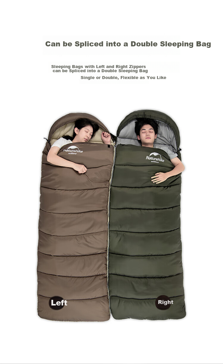 Naturehike Nuoke U Series Envelope Sleeping Bag with Hood for Adults, Outdoor Camping Sleeping Quilt, Splicing, Thickened, Cold-Resistant And Warm Sleeping Bag 6