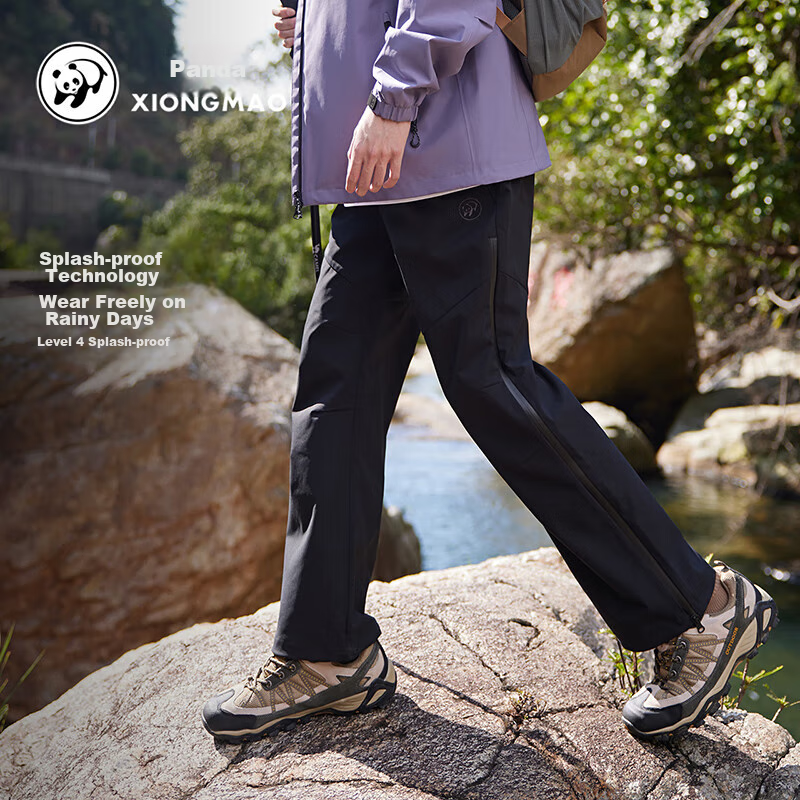 CAMEL Panda Mountain Outdoor Casual Pants, Cool-Feeling Windproof Fashionable Trousers, A34BA68195, Phantom Black, L