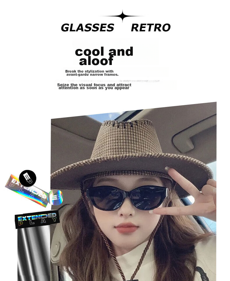 Cuntiandaofu Cat Eye Sunglasses, Sunglasses, Polarized UV Protection Sunglasses GM Sunglasses for Women, Korean Style, Black Frame with Black Lenses 5