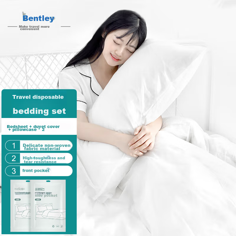 Banzheni Disposable Four-Piece Bedding Set, Thickened Travel Hotel Bed Sheet, Protective Duvet Cover, Pillowcases, Sleeping Bag, Single Large Bed Room Supplies