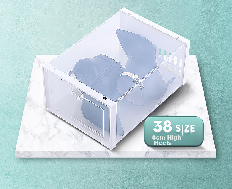 Baicaoyuan Thickened Shoe Box, Transparent Drawer-Style Shoe Storage Box, Shoe Cabinet Storage Box, Simple Shoe Rack, White, 16 Pieces 5