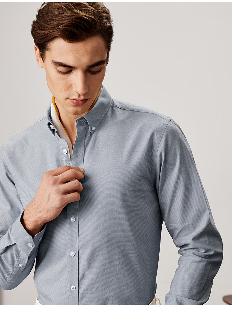 FIRS Men's Long-Sleeve Shirt, All-Season Oxford Cloth, Wrinkle-Resistant, Easy-Care, Breathable And Comfortable Undershirt 9