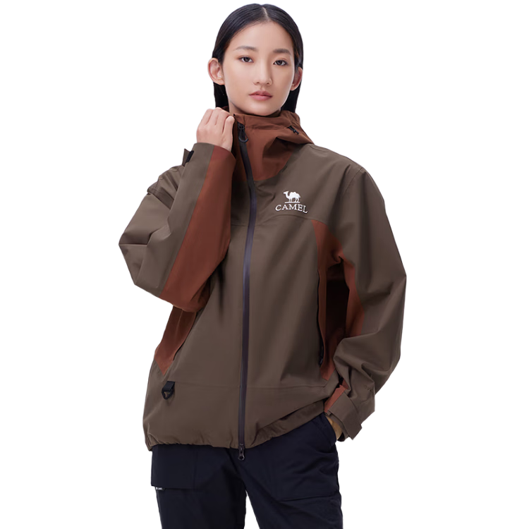 CAMEL Outdoor Hardshell Jacket for Men And Women, Windproof And Waterproof Coat, New Autumn Hiking Wear 2024 [Black Armor] R727