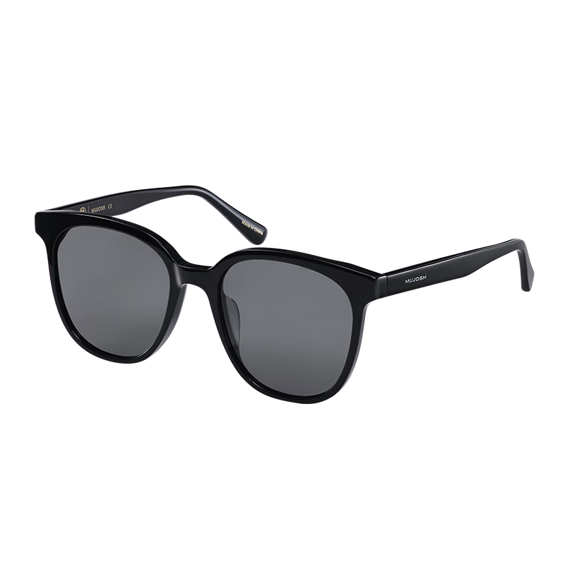 Mujiushi [Celebrity Style] Trendy Large Square Sunglasses, Face-Slimming, UV Protection, SK722 Obsidian Black