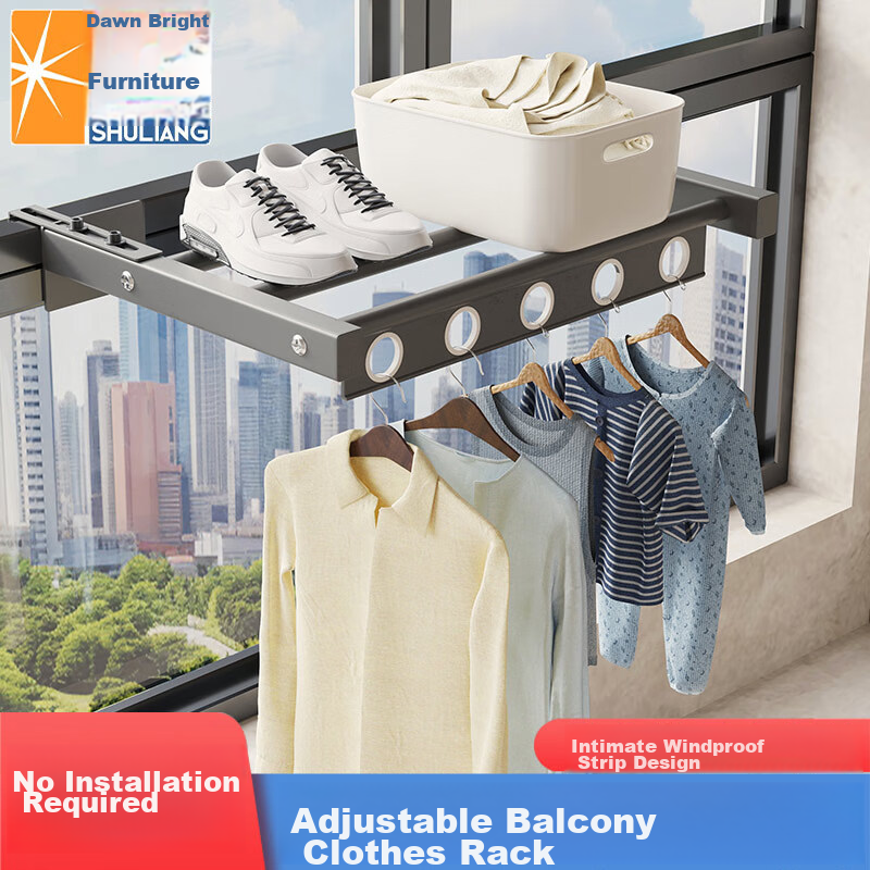 SHULIANG Retractable Clothes Drying Rack for Balcony, Home Use, Outdoor Drying Solution, Indoor Coat Hanger, Length 40CM