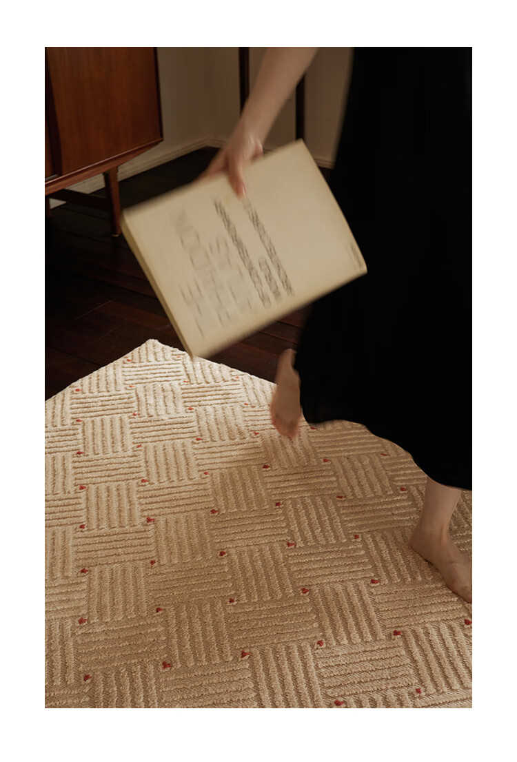 Keecy French Vintage Rug, Living Room Retro Luxury New Style Bedroom Cream-Colored High-End Home Bedroom Carpet 8