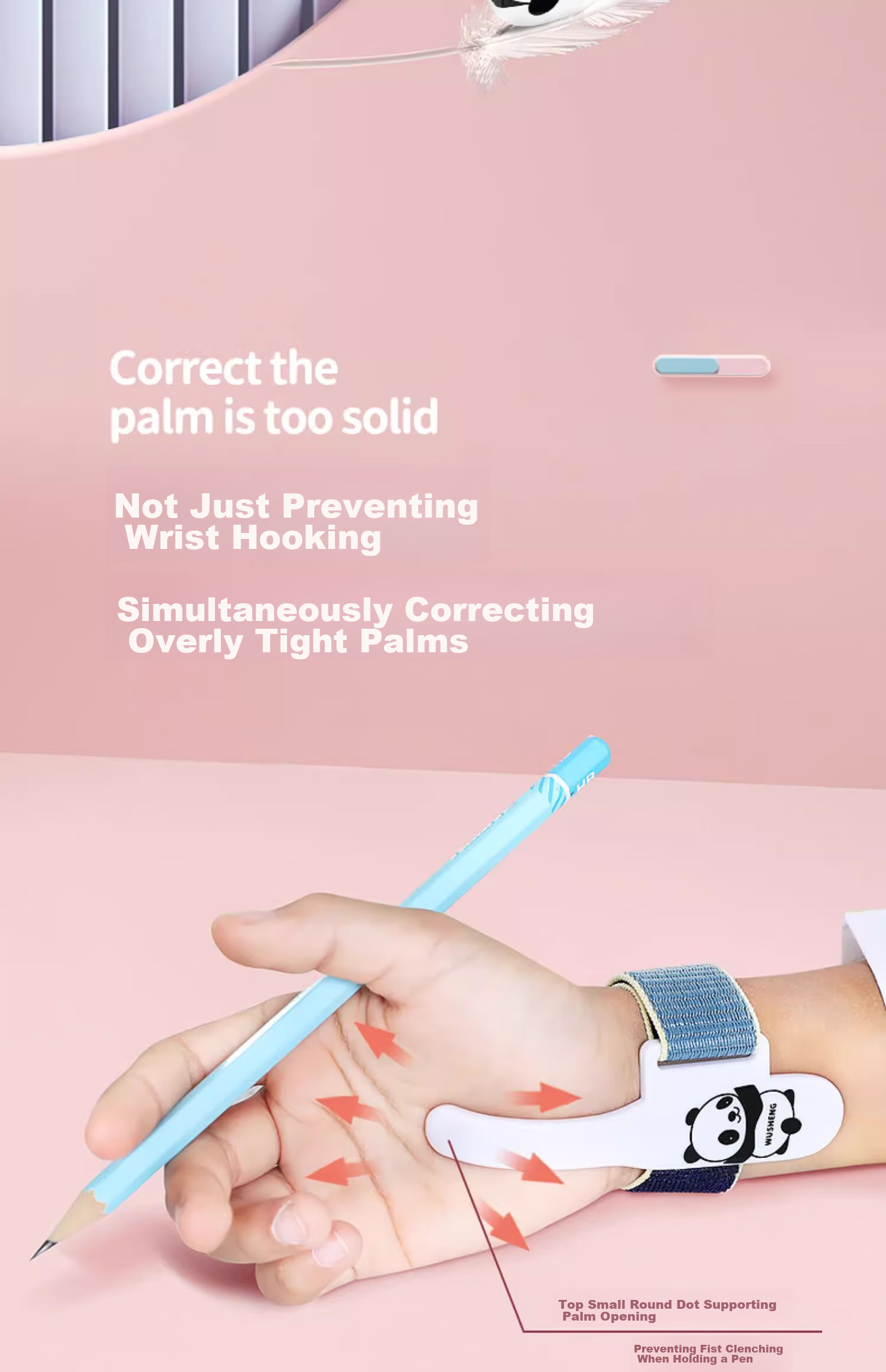Wusheng Anti-Inward Hooking Wrist Corrector, Pen Grip Posture Hand Wrist Children's Writing Anti-Inward Hooking Fixator, Kindergarten Elementary School Beginner Pen-Handling Writing Correction Device, Anti-Hook Wrist Strap Miracle Tool Pen Control Training 15