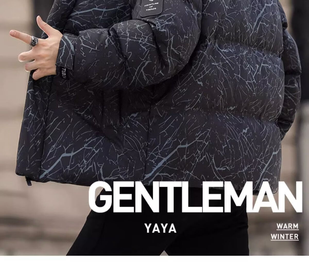 YAYA Wang Yibo Same Style down Jacket, Men's Short Hooded Coat, 2025 Winter New Year Patchwork Color-Block Duck Down Outerwear 3