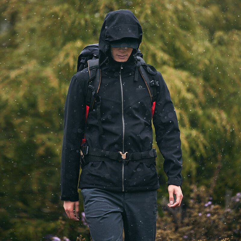 Pioneer Camp Seal Softshell Jacket Men Outdoor Travel Hiking Spring Autumn Windproof Waterproof Hooded Warm Sports Coat