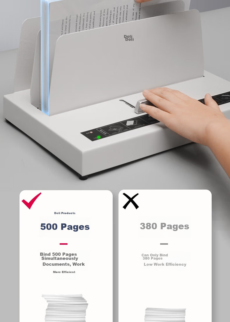 Deli 22mm Contract Tender Document File Hot Melt Glue Binding Machine, Hot Melt Financial Voucher Binding Machine, Non-Destructive Glue Binding, Intelligent Temperature Control, 14672 10