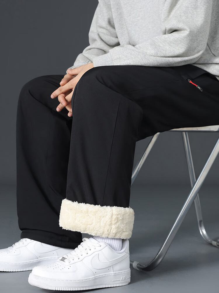 LangSha Thermal Pants Lamb Fleece Lined Thickened Winter Warmth Unisex Windproof Waterproof Outdoor Snow Pants Insulated Fleece Cotton Trousers 2