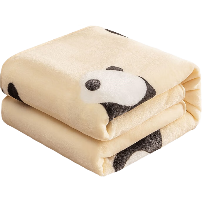 JD Original Pupu Blanket, 810g Flannel Air Conditioning Blanket, Cute Panda Print Throw Blanket for Sofa Nap, 1.5x2m