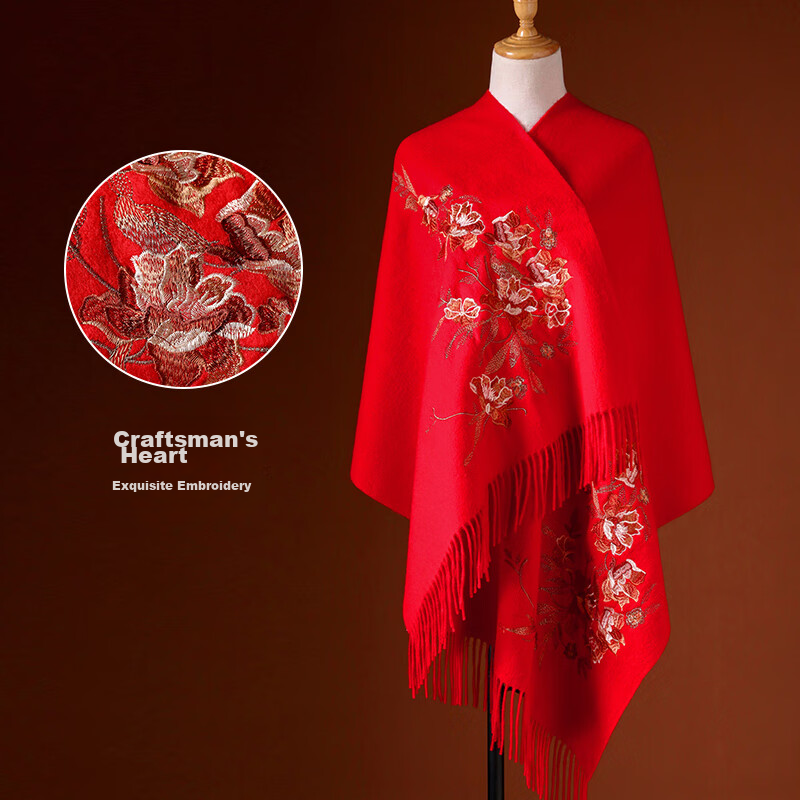 Hangsifu Pure Wool Scarf, Large Size Wrap Shawl, Practical Birthday Gift for Elders And Mothers, Mid-Autumn Festival Gift Box Set
