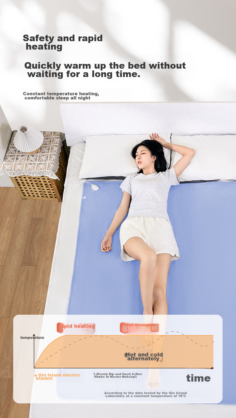 Qindao [High Temperature Cut-Off, Safe And Non-Flammable] Single-Person Double-Person Safety Mechanical Electric Heating Blanket Mattress Pad 1.5*1.2m 2