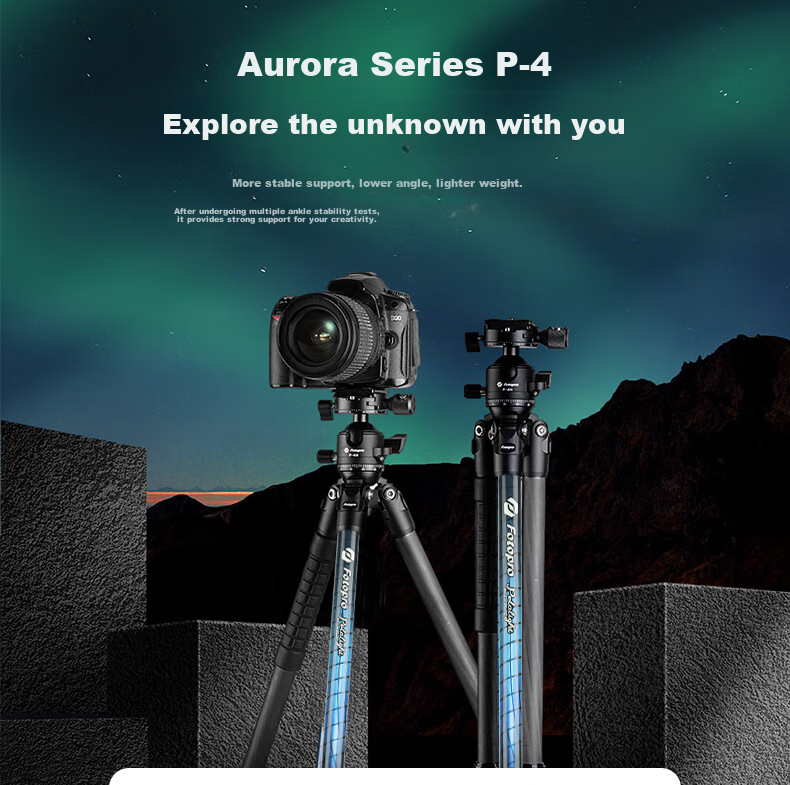 Fotopro P-4+P 4H+P Low-Angle Shooting, Dual Panoramic Ball Head, Digital Camera Photography And Videography Carbon Fiber Tripod 1