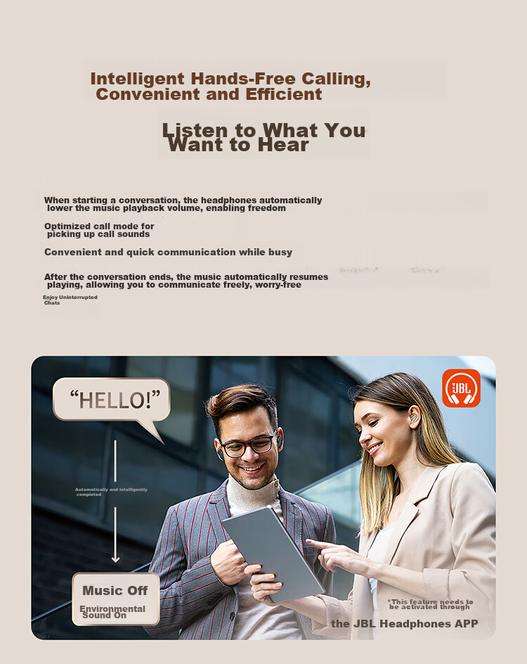 JBL TOUR PRO3 Business Cabin 3rd Generation [Wang Chulin's Choice], Wireless Bluetooth Earphones, Smart Touch Screen, Active Noise Cancellation, In-Ear Style, Compatible with Apple And Huawei, Dazzling Ice Latte 18