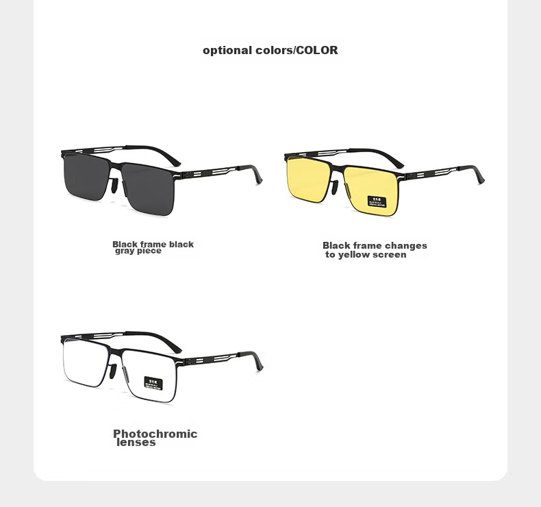 Boliliangpin High-Definition Sunglasses for Men, Driving Goggles, Car Sunglasses, Anti-Blue Light Photochromic Lenses, Yellow Photochromic Lenses 8