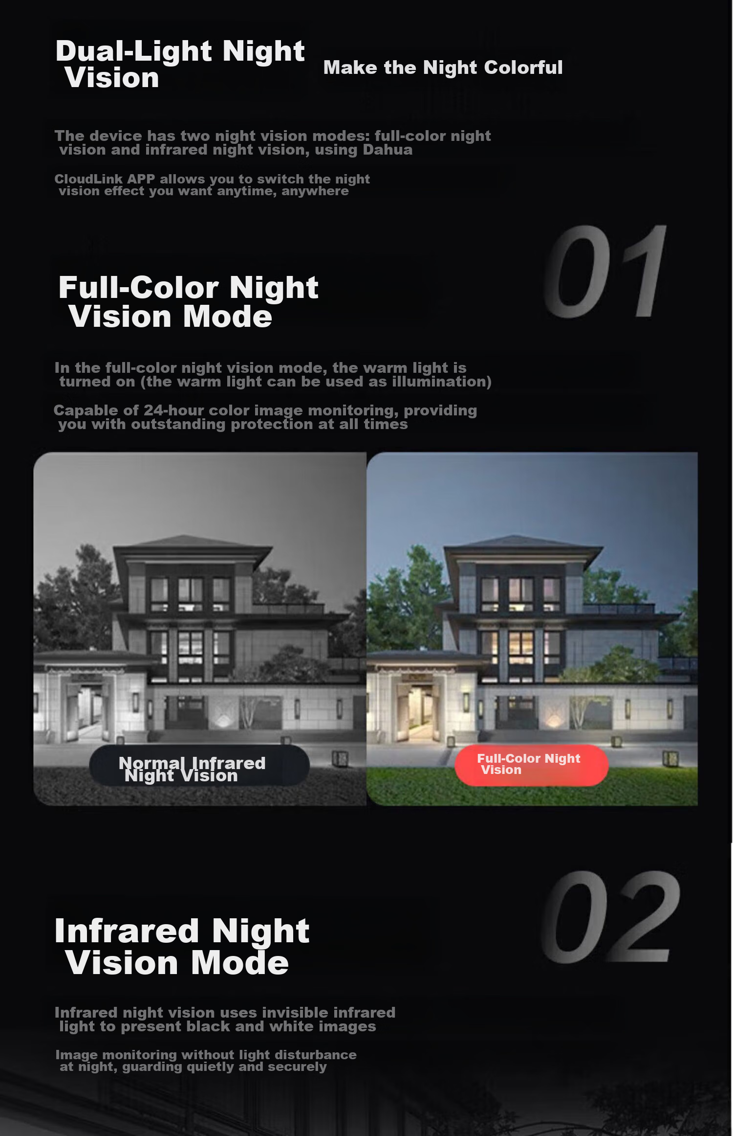 Dahua Camera, 4 Million Pixel Dual-Light Full-Color Night Vision, Fixed-Focus Bullet-Type, for Home And Commercial Use, Indoor And Outdoor Surveillance, POE Powered, DH-P40A1 3