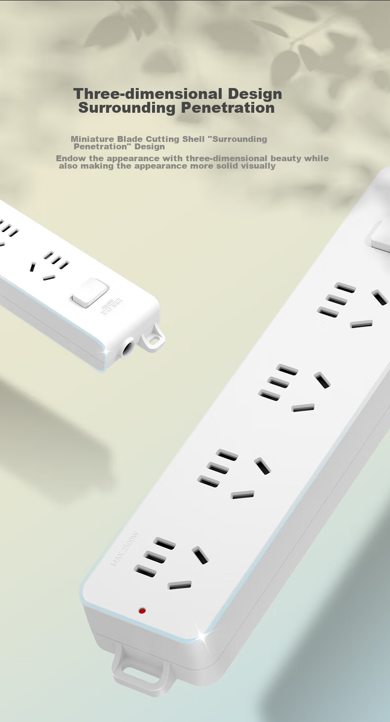 DELIXI National Standard Socket/power Strip/outlet Strip/power Bar/extension Cord, 3-Outlet Wireless Power Strip without Cord, Master Switch 4
