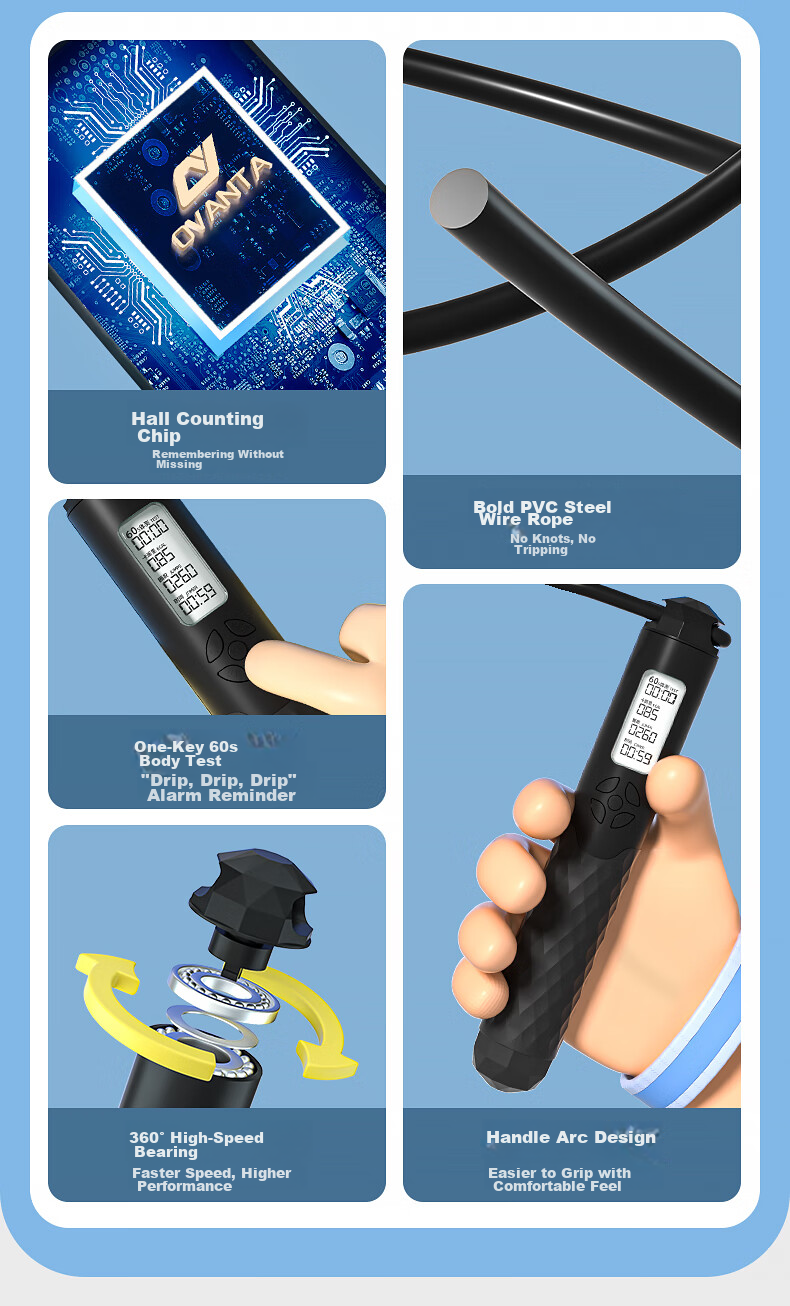Oufanda Jump Rope for Middle School Entrance Exam, Primary School Students, Children's Physical Education Competition, Speed Racing Professional Jump Rope 7