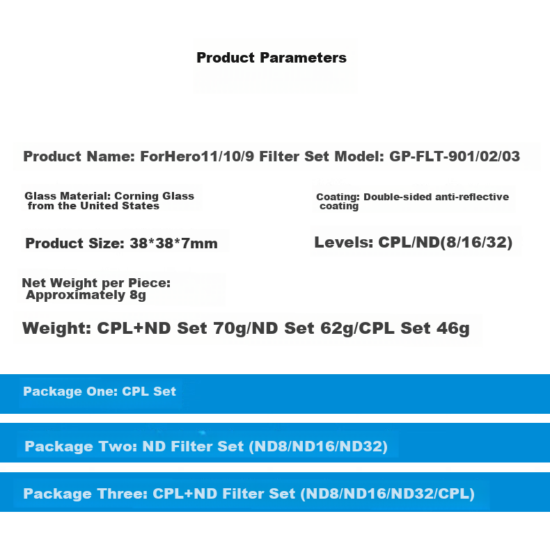 TELESIN Compatible with GoPro 12 ND Filters, Also Compatible with GoPro 11/10/9 Filters, ND8/16/32 Neutral Density Filter Set 12