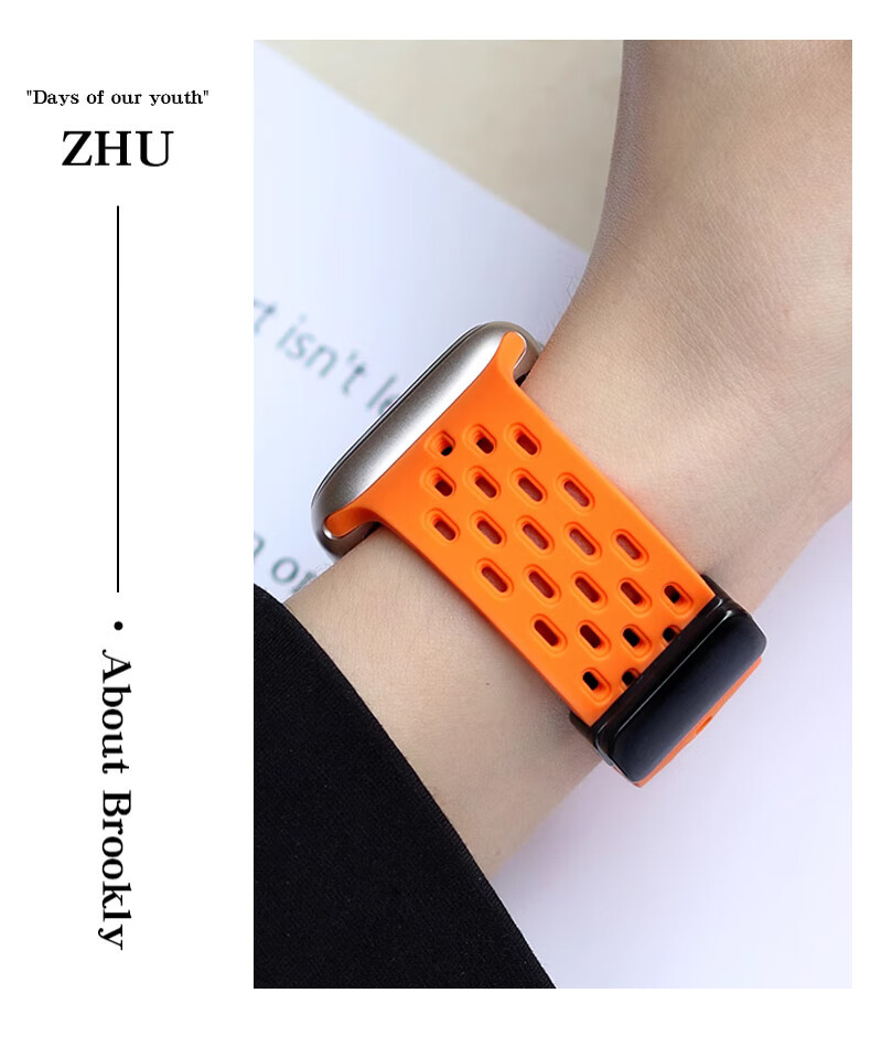 Mashi Compatible Apple Watch Band, Silicone Perforated Hollow Design for Ultra 4/3/iWatch/S12/11/10/9/8/7/6/SE, Breathable Magnetic Strap for Autum 13