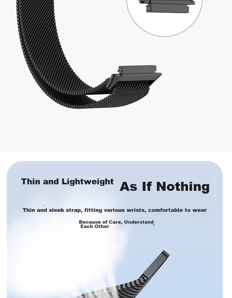 ESCASE Stainless Steel Magnetic Watch Strap Compatible with KeepB4B4Lite Watch, 16mm Universal Milanese Loop, Quick Release, Anti-Slip, Breathable, Suitable for Men And Wome 11