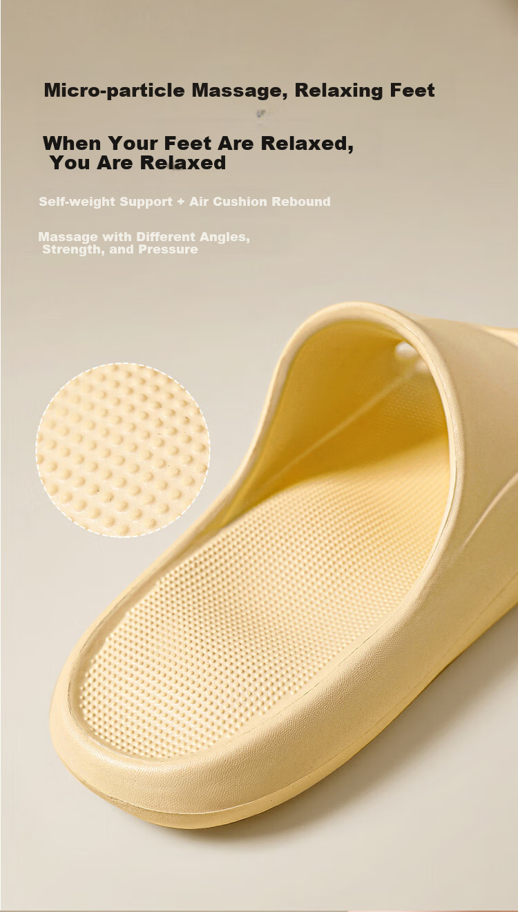 MINISO Squishy Feeling Slippers for Men, Indoor Home Bathroom Shower Non-Slip EVA All-Season Slippers, Gray, Size 44-45 5